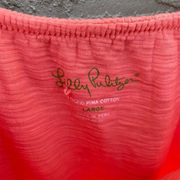 Lilly Pulitzer Off The Shoulder Ruffle Top Pink Blouse Size L Casual - Picture 8 of 9